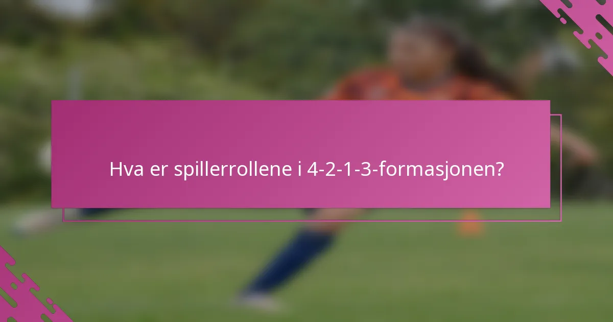 Hva er spillerrollene i 4-2-1-3-formasjonen?