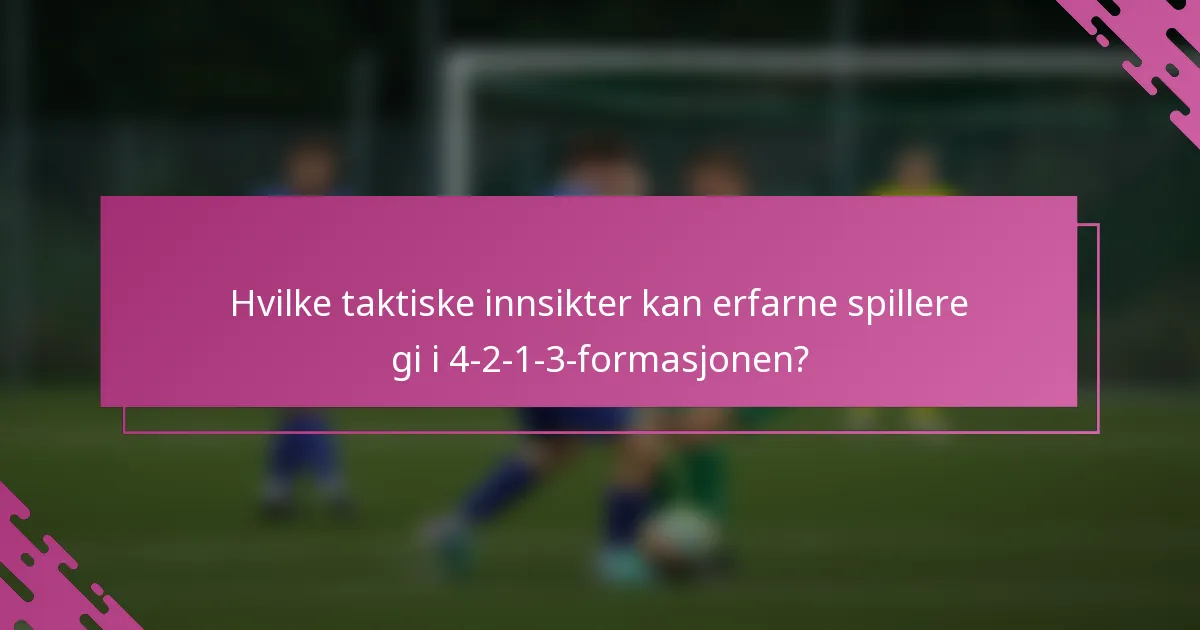 Hvilke taktiske innsikter kan erfarne spillere gi i 4-2-1-3-formasjonen?